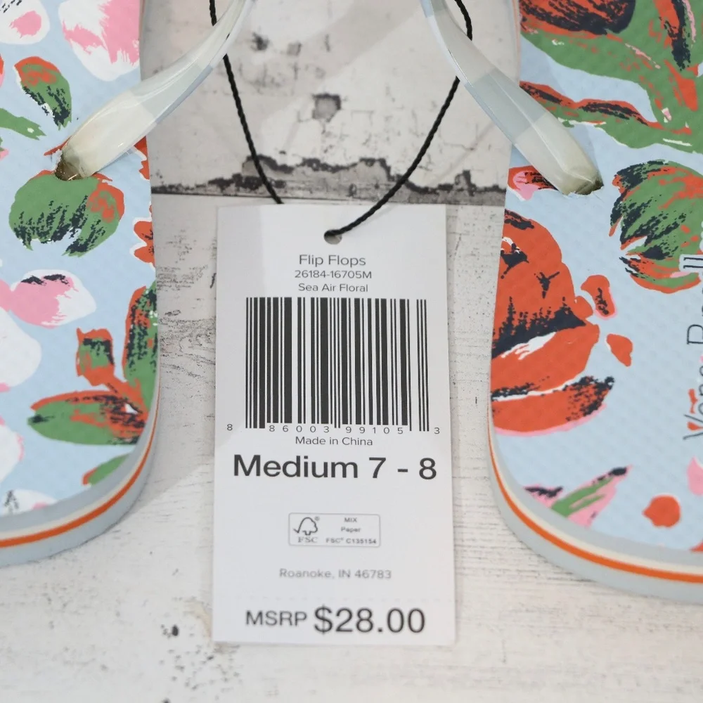 Vera Bradley Sea Air Floral Flip Flop Women's Size Medium 7-8